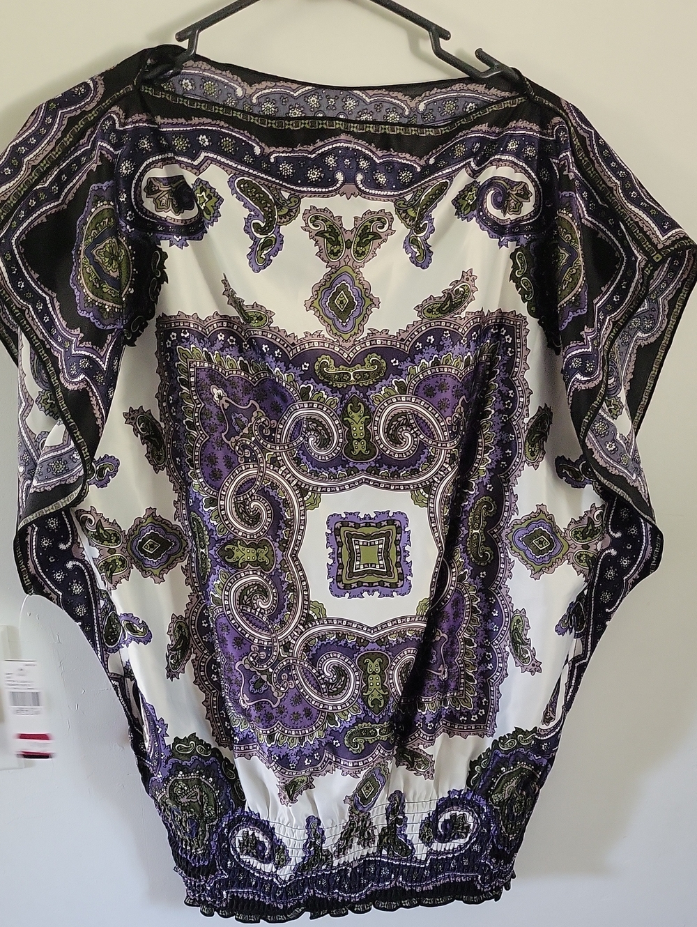 BCX Paisley Blouse, Flutter Sleeve in Purple & White New
